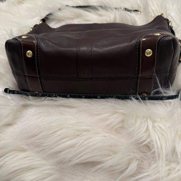 Coach Dark Brown Leather Shoulder Bag with Gold Accents - Picture 8 of 8